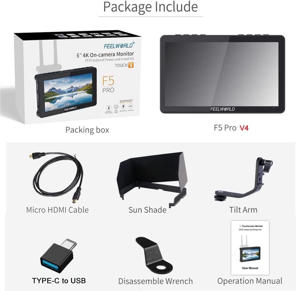 FEELWORLD F5 Pro V4 monitor de campo de 6 polegadas tela sensível
